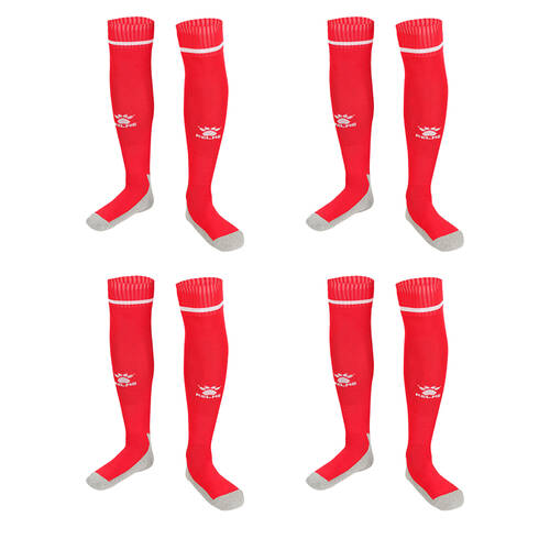 4PK Kelme Sport Kids Full Length Football Soccer Socks Size US1-5 Red/White