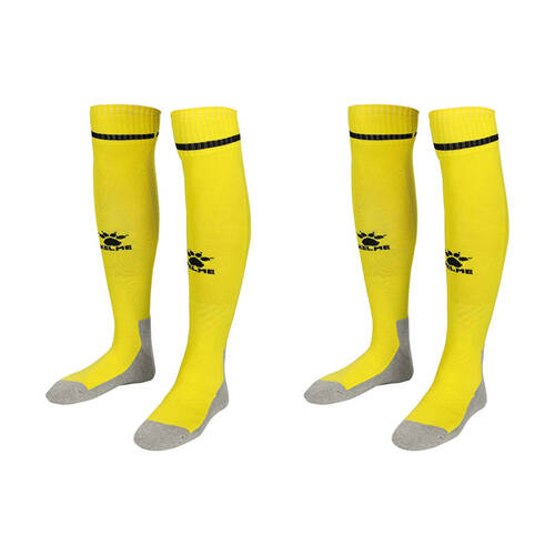 2PK Kelme Sport Kids Full Length Football Soccer Socks Size US1-5 Yellow/Black