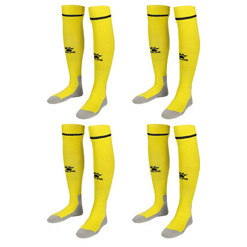 4PK Kelme Sport Kids Full Length Football Soccer Socks Size US1-5 Yellow/Black