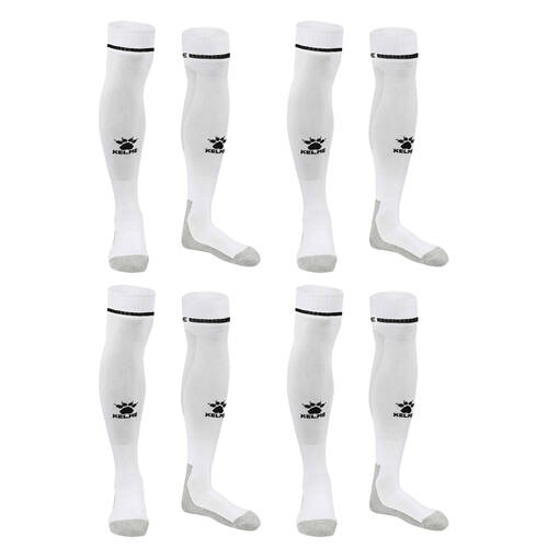 4PK Kelme Sport Full Length Football Soccer Socks Size US6-11 White/Black