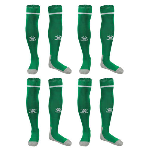4PK Kelme Sport Full Length Football Soccer Socks Size US6-11 Grass Green/White