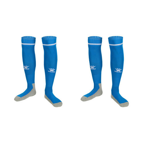 2PK Kelme Sport Full Length Football Soccer Socks Size US6-11 Sea Blue/White