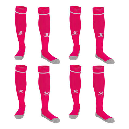 4PK Kelme Sport Full Length Football Soccer Socks Size US6-11 Rose/White