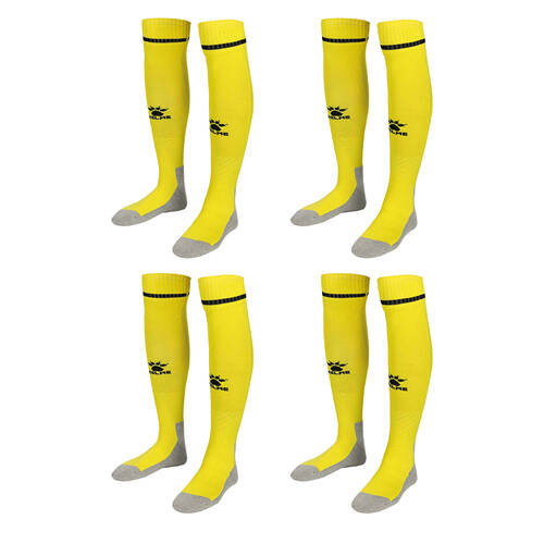 4PK Kelme Sport Full Length Football Soccer Socks Size US6-11 Yellow/Black