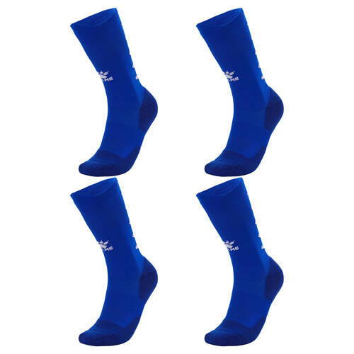 4PK Kelme Sport Mid-Length Football Soccer Grip Socks Anti Slip Royal Blue/White