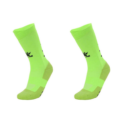 2PK Kelme Sport Mid-Length Football Soccer Grip Socks Anti Slip Neon Green/Black
