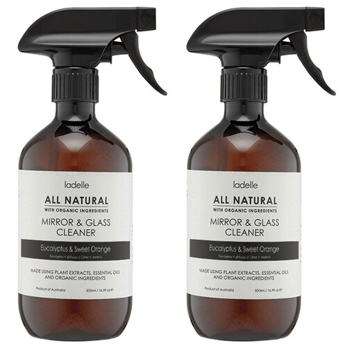 2PK Ladelle All Natural Eucalyptus & Sweet Orange 500ml Mirror & Glass Cleaner