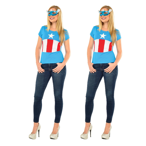 2PK Marvel American Dream Tshirt Womens Dress Up Costume - Size S