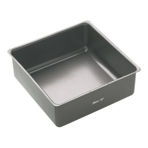 Mastercraft 25cm Heavy Loose Base Non-Stick Square Deep Cake Pan - Black