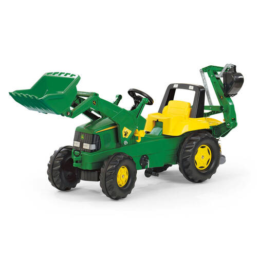 John Deere Ride-On Tractor Toy with Loader & Excavator