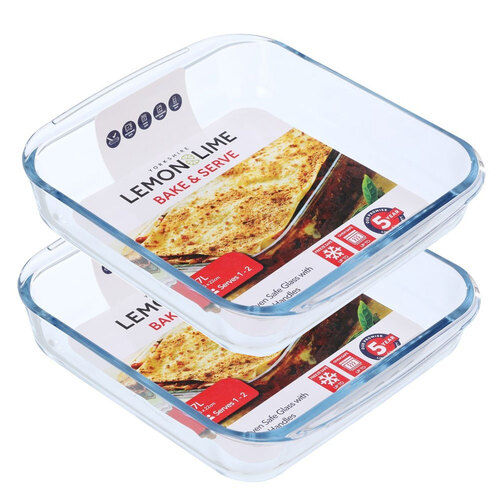 3PK Lemon & Lime Yorkshire Glass Bakeware 1.7L 24.5X22X5cm