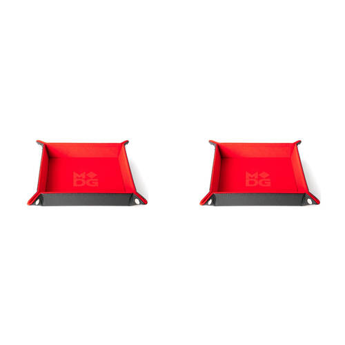 2PK Fanroll by Metallic Velvet Folding Game Dice Tray Storage 25x25cm - Red