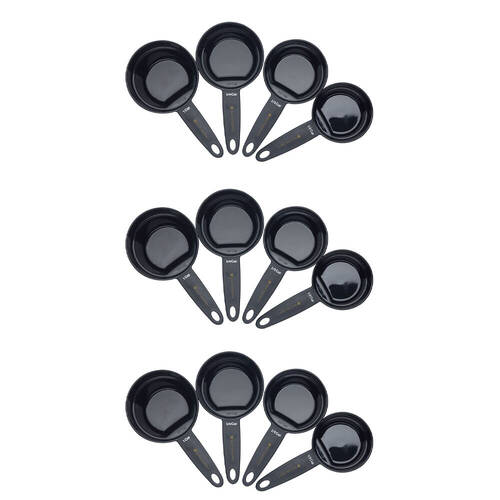 3x 4pc MasterCraft 24.5cm Magnetic Measuring Cup Set Baking/Kitchen - Black