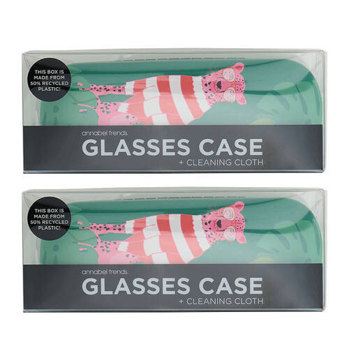 2PK Annabel Trends Glasses & Cleaning Cloth w/ Case Combo 15x6cm Clever Cheetah