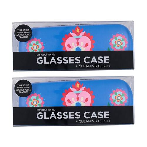 2PK Annabel Trends Glasses Case Combo W/ Matching Cloth 15x6cm Fiesta Heart