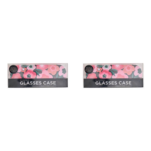 2PK Annabel Trends Glasses Case/Cloth Combo 15cx6cm - Midnight Blooms