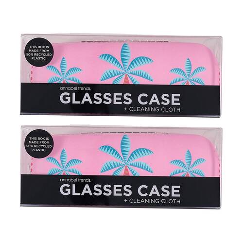 2PK Annabel Trends Glasses Case Combo W/ Matching Cloth 15x6cm Fiesta Palm