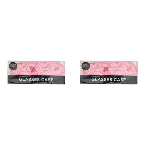 2PK Annabel Trends Glasses Case/Cloth Combo 15cx6cm - Pink Bee