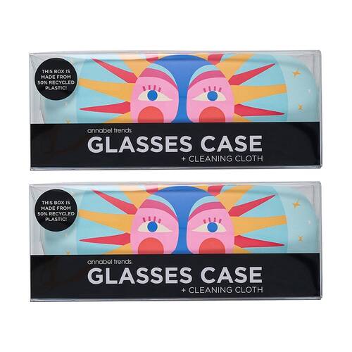 2PK Annabel Trends Glasses Case Combo W/ Matching Cloth 15x6cm Fiesta Sun