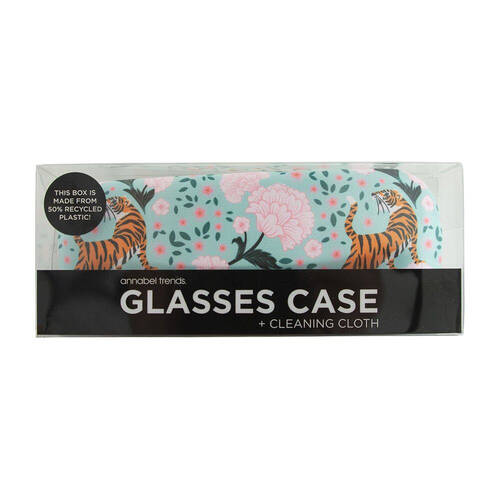 Annabel Trends Glasses Case/Cloth Combo 15cx6cm - Tiger/Peonies