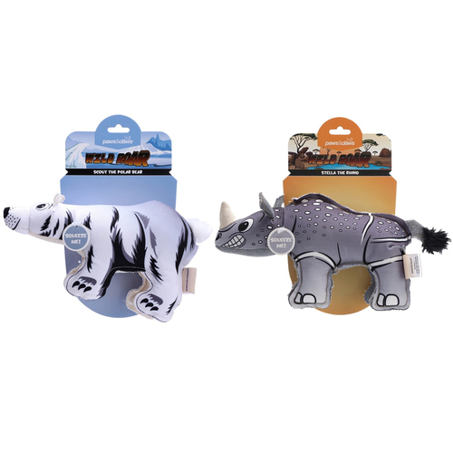 2PK Paws & Claws 26cm Wild Roar Animalz Oxford Dog/Pet Toy Assorted