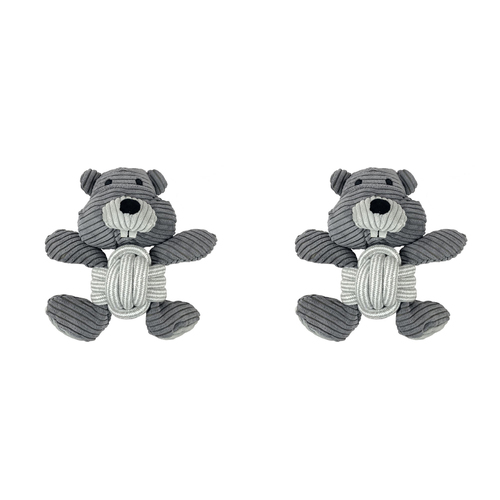 2PK Rosewood Animal Plush w/ Knot Ball Pet Dog Outdoor Fun Play Toy Grey Assort