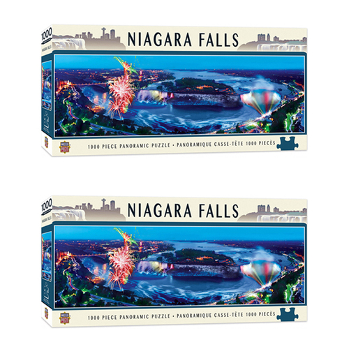 2x 1000pc Masterpieces Puzzle City Panoramic Niagara Falls 33x99cm