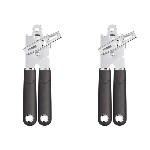 2x Mastercraft Soft Grip 14cm Manual Stainless Steel Can Opener - Black
