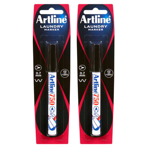 2PK Artline 0.7mm Laundry Marker - Black