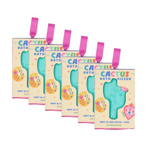 6PK Annabel Trends 120g Mint & Lime Scented Bath Fizzer 3y+ Cactus Shaped