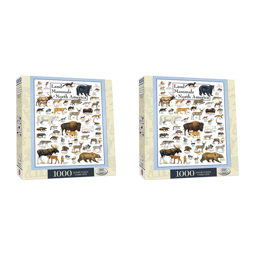 2x 1000pc Masterpieces Poster Art Land Mammals of North America Puzzle 49x68cm