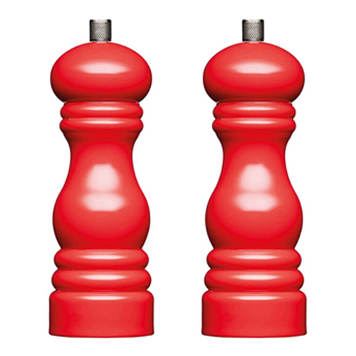 2PK Mastercraft 17cm Classic Capstan Salt & Pepper Mill - Red