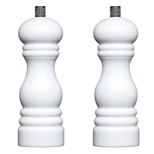 2PK Mastercraft 17cm Classic Capstan Salt & Pepper Mill - White