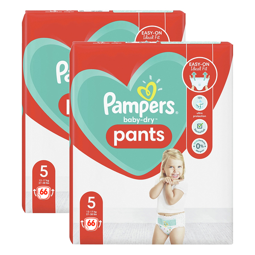 2x 66pc Pampers Baby Dry Nappies Diapers Size 5 12-17kg