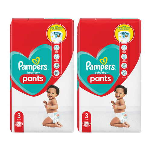 2x 47pc Pampers Baby Dry Pants/Nappy/Diaper Size 3 6-11Kg