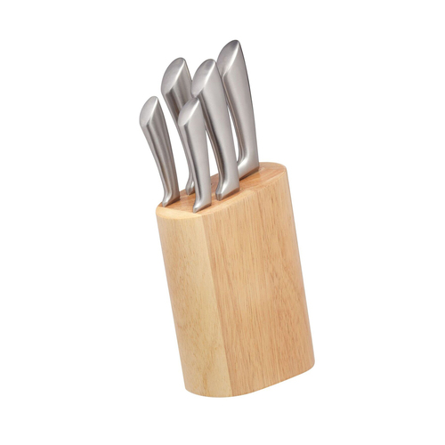 5pc Mastercraft Cortes Bread/Utility Knife Block Set - Silver