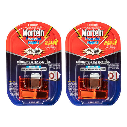 2PK Mortein Mosqito & Fly Plug In Refill 2.75ml Odourless