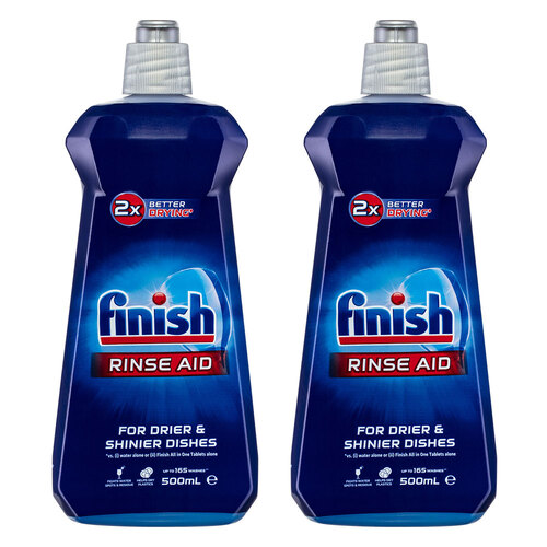 2x Finish 500ml Dishwashing Rinse Aid for Shiner & Dryer Dishes