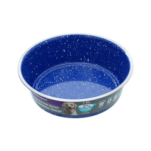 Paws & Claws Savoy S/Steel Pet Bowl 1.6L 20X6cm Assorted