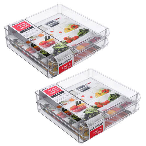 2x 3PK Boxsweden Crystal Fridge Tray Set 30x30x10cm