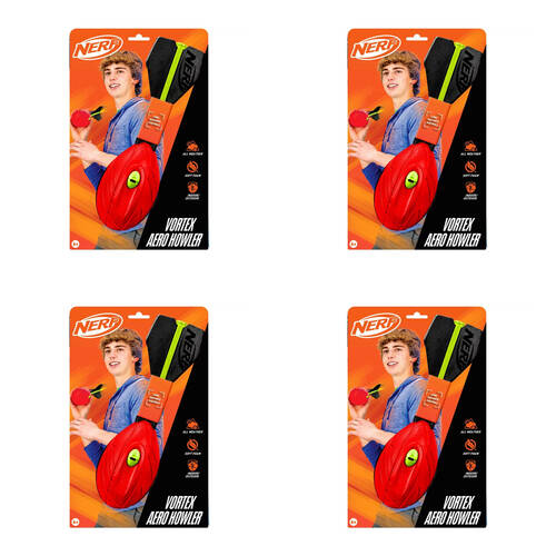 4PK NERF Sports Pocket Vortex Howler Foam Football 20.32x12.7cm - Orange 5y+