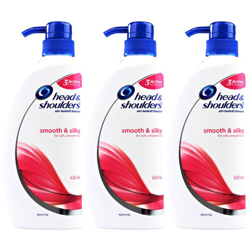 3x Head & Shoulders 620ml Anti Dandruff Shampoo -  Smooth & Silky