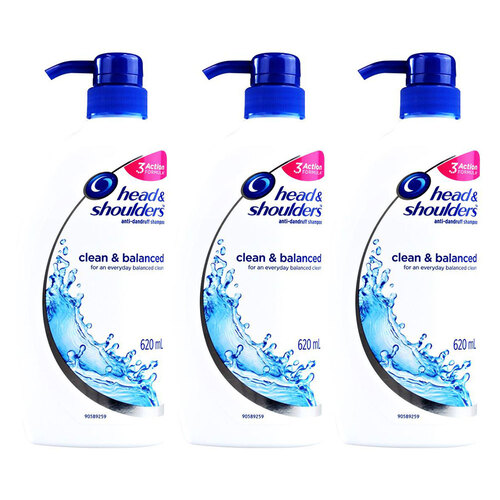 3x Head & Shoulders 620ml Anti Dandruff Shampoo -  Clean & Balance