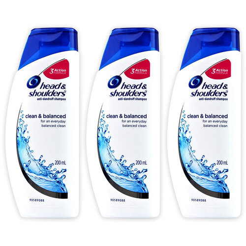 3x Head & Shoulders 200ml Anti-Dandruff Shampoo -  Clean & Balanced