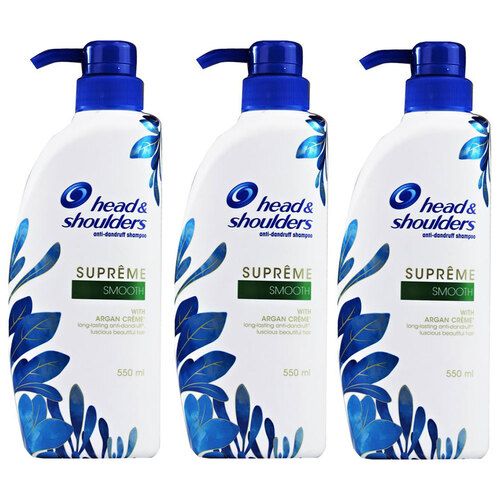 3x Head & Shoulders 550ml Anti-Dandruff Shampoo -  Supreme Smooth