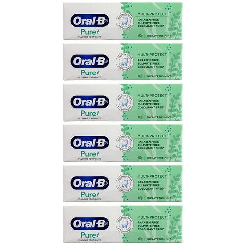 6PK Oral B 100G Pure Toothpaste Multi Protect Eucalyptus Mint
