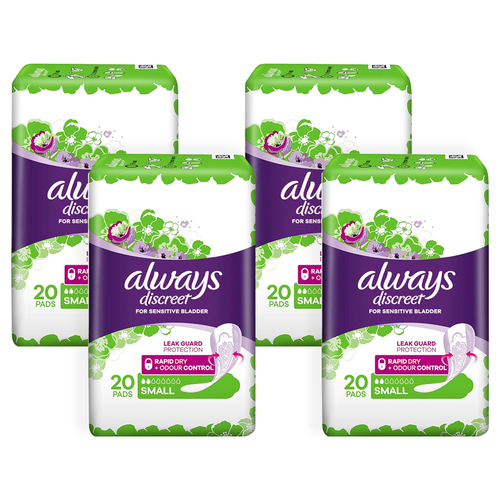 4x 20pc Always Pads Small Discreet For Sensitive Bladder