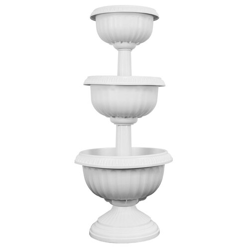 Hercules 3-Tier Decorative 99cm Pot Planter Outdoor Home Garden - White