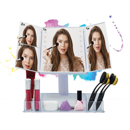 Impressions LED Foldable Vanity Mirror Multiple Magnifications