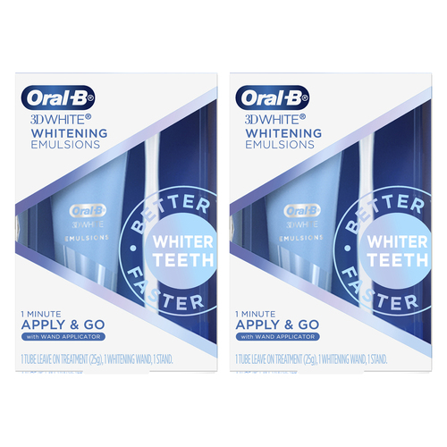 2PK Oral B 3D White Whitening Emulsions Tube 25g w/ Wand/Stand